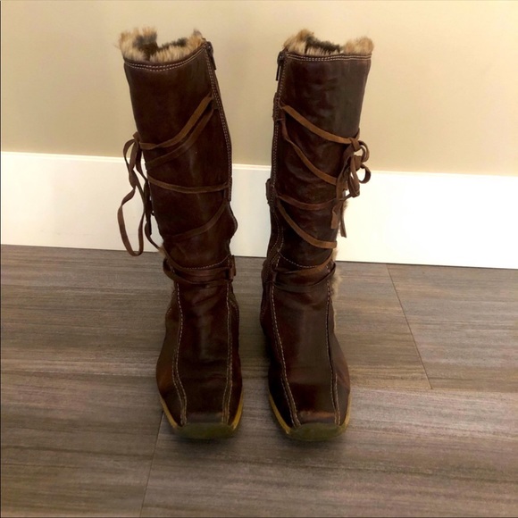Vintage Shoes - 🍁Vintage leather boots with fur trim